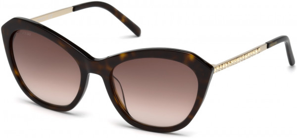 Swarovski SK0143 Sunglasses, 52F - Dark Havana / Gradient Brown Lenses