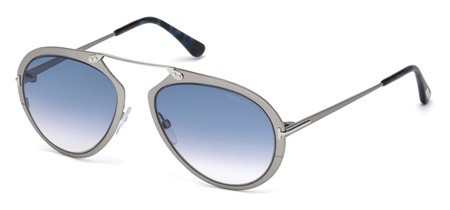 Tom Ford DASHEL Sunglasses, 12W - Shiny Dark Ruthenium / Gradient Blue