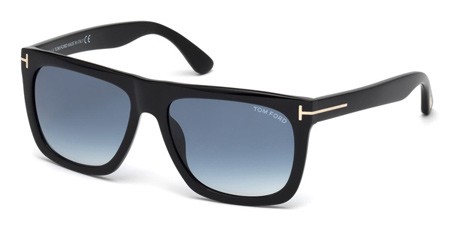 Tom Ford MORGAN Sunglasses, 01W - Shiny Black / Gradient Blue