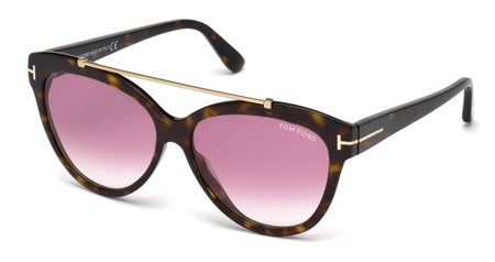 Tom Ford LIVIA Sunglasses, 52Z - Dark Havana / Gradient Or Mirror Violet