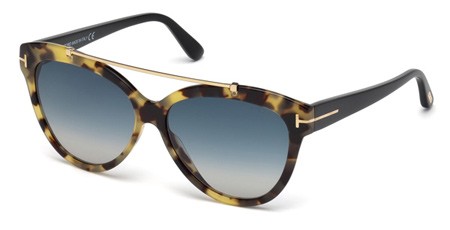 Tom Ford LIVIA Sunglasses, 56W - Havana/other / Gradient Blue