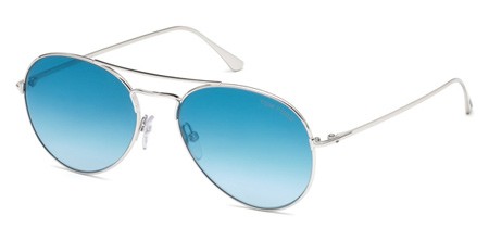 Tom Ford ACE-02 Sunglasses, 18X - Shiny Rhodium / Blu Mirror