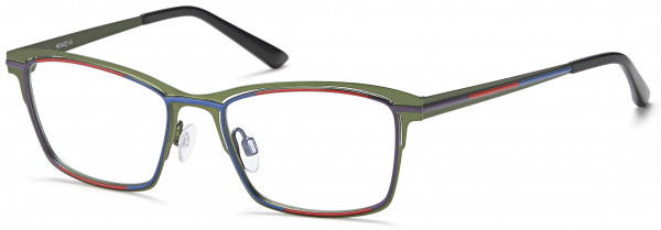 Menizzi M4021 Eyeglasses, 03-Olive Green/ Blue/Red/Purple Epoxy