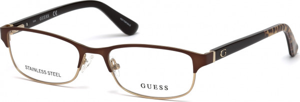 Guess GU2614 Eyeglasses, 049 - Matte Dark Brown / Matte Black