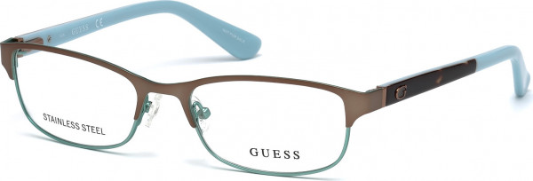 Guess GU2614 Eyeglasses, 050 - Matte Light Brown / Matte Light Blue