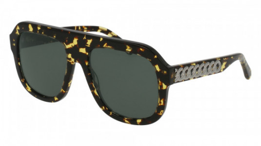 Stella McCartney SC0065S Sunglasses, HAVANA with RUTHENIUM temples and GREEN lenses