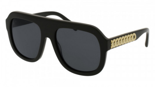 Stella McCartney SC0065S Sunglasses, BLACK with GOLD temples and SMOKE lenses