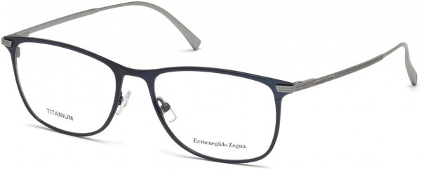 Ermenegildo Zegna EZ5103 Eyeglasses, 091 - Matte Dark Blue & Shiny Light Ruthenium
