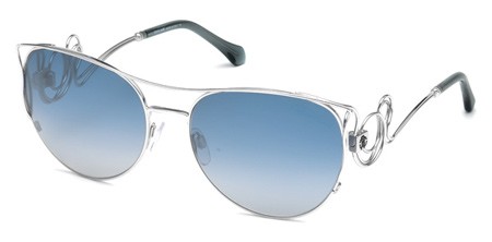 Roberto Cavalli CARMIGNANO Sunglasses, 18X - Shiny Rhodium / Blu Mirror