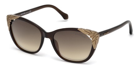Roberto Cavalli CASTAGNETO Sunglasses, 50G - Dark Brown/other / Brown Mirror