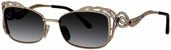 Caviar Caviar 5629 Sunglasses, (55) Gold w/ Sapphire & Clear Crystals w/ Grey Lens