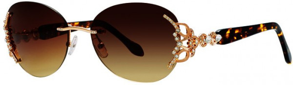 Caviar Caviar 6856 Sunglasses, (21) Gold/Dark Tortoise w/Clear Crystal Stones w/Brown Lens