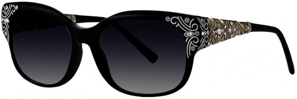 Caviar Caviar 6858 Sunglasses, (35) Black/Silver w/ Clear Crystals w/ Grey Lens