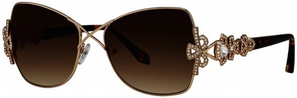 Caviar Caviar 6863 Sunglasses, (21) Gold w/ Clear Crystals w/ Bow Décor w/ Brown Lens