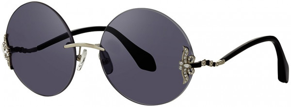 Caviar Caviar 6864 Sunglasses, (35) Silver w/ Clear Crystals w/ Grey Lens