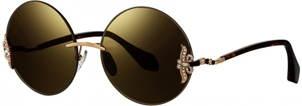 Caviar Caviar 6864 Sunglasses, (16) Gold w/ Clear Crystals w/ Brown Lens
