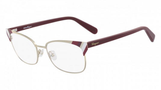 Ferragamo SF2160 Eyeglasses, (744) GOLD/BURGUNDY