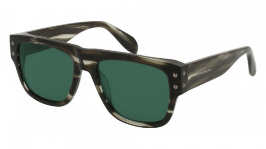 Alexander McQueen AM0069S Sunglasses, 003 - HAVANA with GREEN lenses