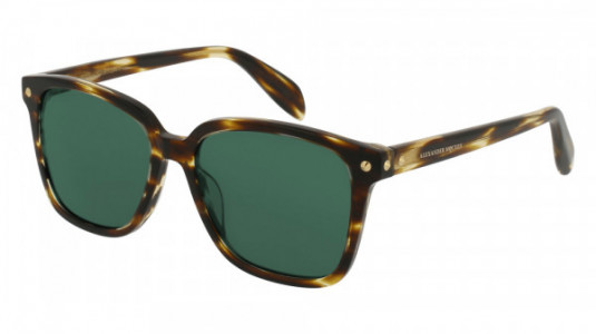 Alexander McQueen AM0071S Sunglasses, 003 - HAVANA with GREEN lenses