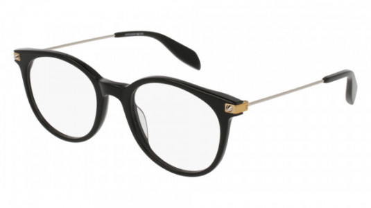 Alexander McQueen AM0093O Eyeglasses, 001 - BLACK with SILVER temples