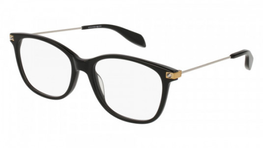 Alexander McQueen AM0094O Eyeglasses, 001 - BLACK with SILVER temples