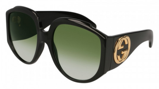 Gucci GG0151S Sunglasses, 001 - BLACK with GREEN lenses