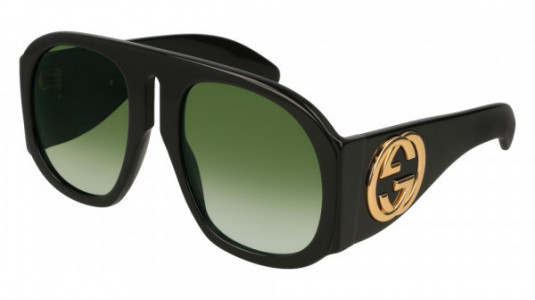 Gucci GG0152S Sunglasses, 002 - BLACK with GREEN lenses