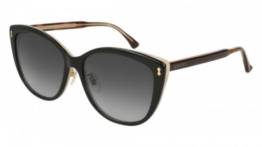 Gucci GG0193SK Sunglasses, 005 - BLACK with HAVANA temples and GREY lenses