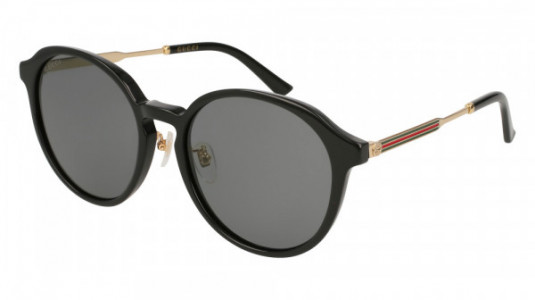 Gucci GG0205SK Sunglasses, 001 - BLACK with GOLD temples and GREY lenses