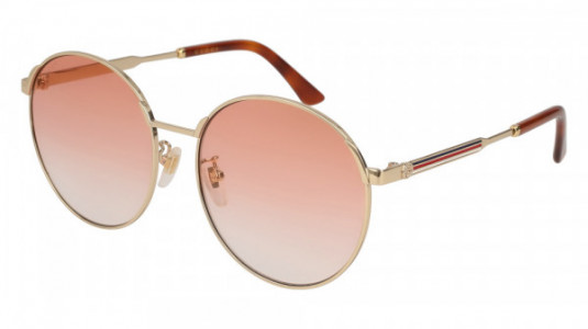 Gucci GG0206SK Sunglasses, 004 - GOLD with ORANGE lenses