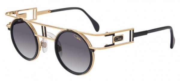 Cazal Cazal Legends 668 Sunglasses, 001 Black-Gold/Grey Gradient Lenses