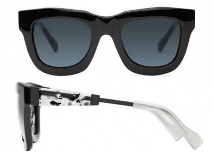 Coco and Breezy Coco and Breezy Artemis Sunglasses, 101 Black-Ivory Marble/Grey Lenses