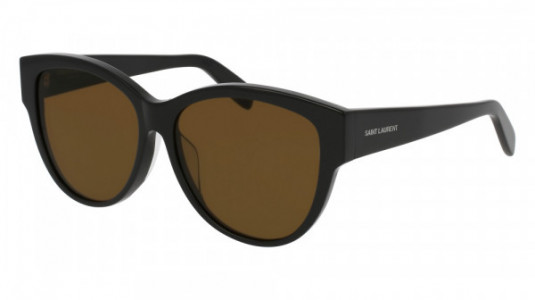Saint Laurent SL 162/F Sunglasses, 001 - BLACK with BROWN lenses