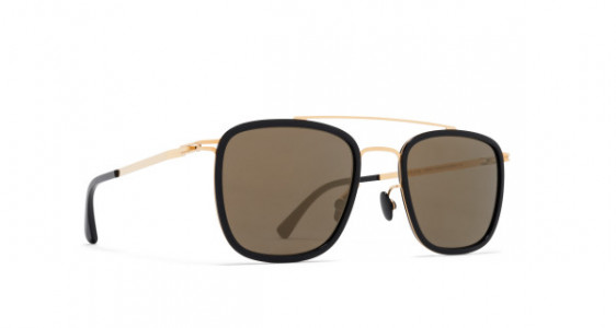 Mykita HANNO Sunglasses, A15 GLOSSY GOLD/BLACK - LENS: BRILLIANT GREY SOLID
