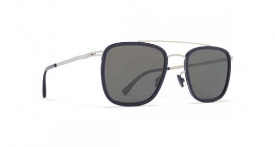 Mykita HANNO Sunglasses, A43 SHINY SILVER/DARK BLUE - LENS: MIRROR BLACK
