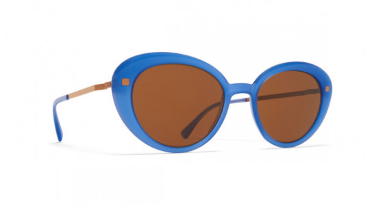 Mykita LUAVA Sunglasses, C88 MISTY BLUE/SHINY COPPER - LENS: BROWN SOLID