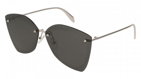 Alexander McQueen AM0119SA Sunglasses, SILVER with GREY lenses