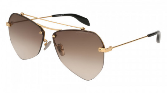 Alexander McQueen AM0121SA Sunglasses, 003 - GOLD with BROWN lenses