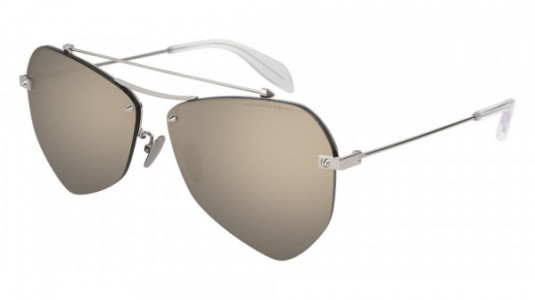 Alexander McQueen AM0121SA Sunglasses, 004 - SILVER with SILVER lenses