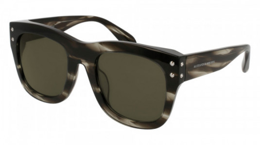 Alexander McQueen AM0050SA Sunglasses, HAVANA with GREEN lenses