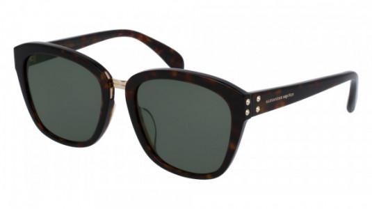 Alexander McQueen AM0063SK Sunglasses, 002 - HAVANA with GREEN lenses