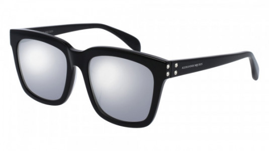 Alexander McQueen AM0064SK Sunglasses, 004 - BLACK with SILVER lenses