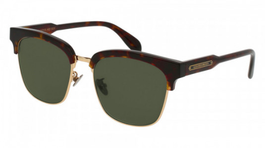 Alexander McQueen AM0067SK Sunglasses, 002 - HAVANA with GREEN lenses