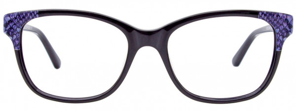 EasyClip EC464 Eyeglasses, 090 - Black & Lavender Snake Pattern