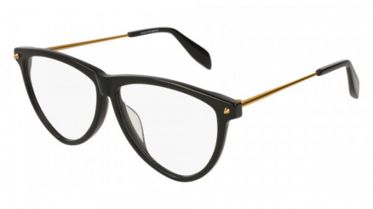 Alexander McQueen AM0105OA Eyeglasses, BLACK with GOLD temples
