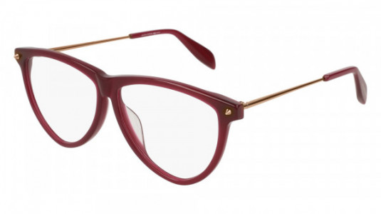 Alexander McQueen AM0105OA Eyeglasses, BURGUNDY with GOLD temples