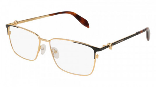 Alexander McQueen AM0108O Eyeglasses, 002 - GOLD with BLACK temples