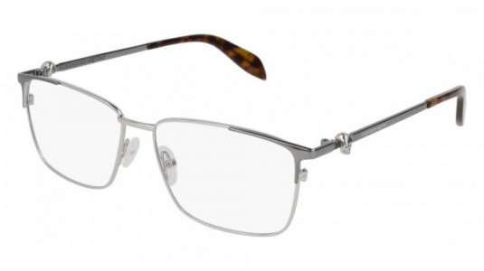 Alexander McQueen AM0108O Eyeglasses, 003 - SILVER with RUTHENIUM temples