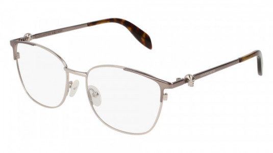 Alexander McQueen AM0109O Eyeglasses, 003 - SILVER with RUTHENIUM temples