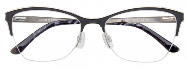EasyClip EC407 Eyeglasses, 090 - Black & Shiny Silver